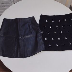 Charlotte Russe Forever 21 Bundle Of Black Faux Leather Skirts Size Small